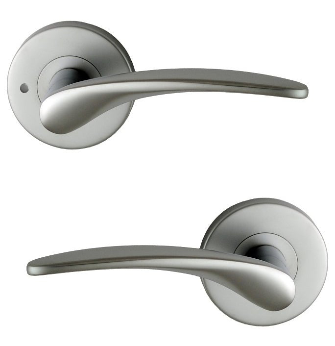 NIDUS DOOR HANDLE MEDITERRANEAN ALTRO PRIVACY LEVER SET SATIN CHROME - primehardware