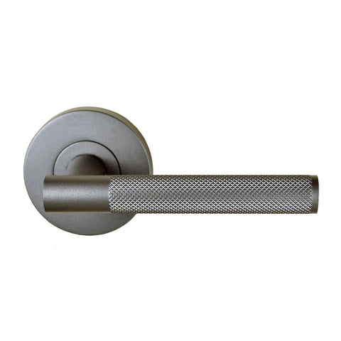 NIDUS Knurled Domici Lever on Rose Leverset | 4 Finishes - Gunmetal Grey