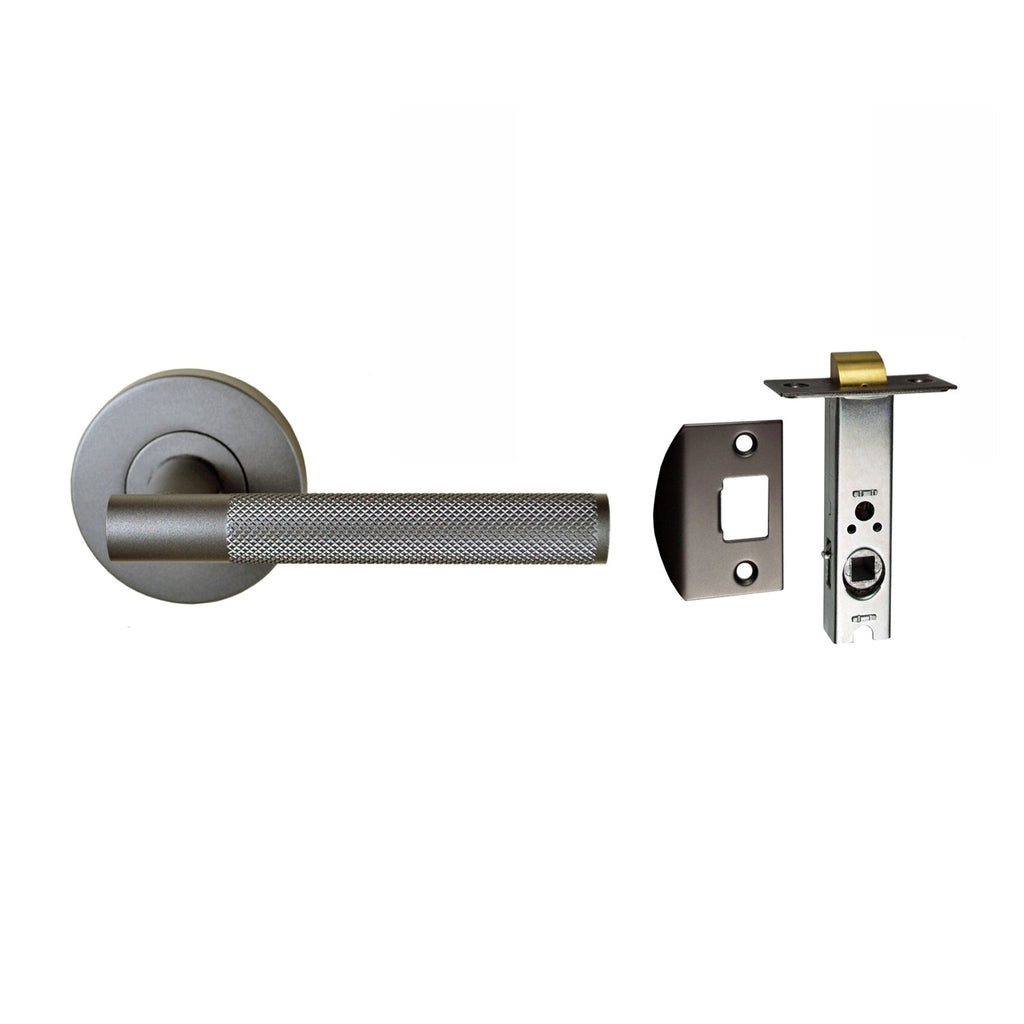 NIDUS Knurled Domici Lever on Rose Passage Set | 3 Finishes - Gunmetal Grey