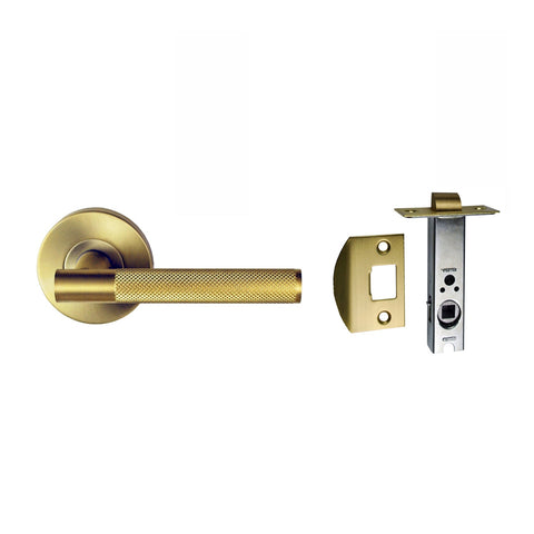 NIDUS Knurled Domici Lever on Rose Passage Set | 3 Finishes - Satin Brass