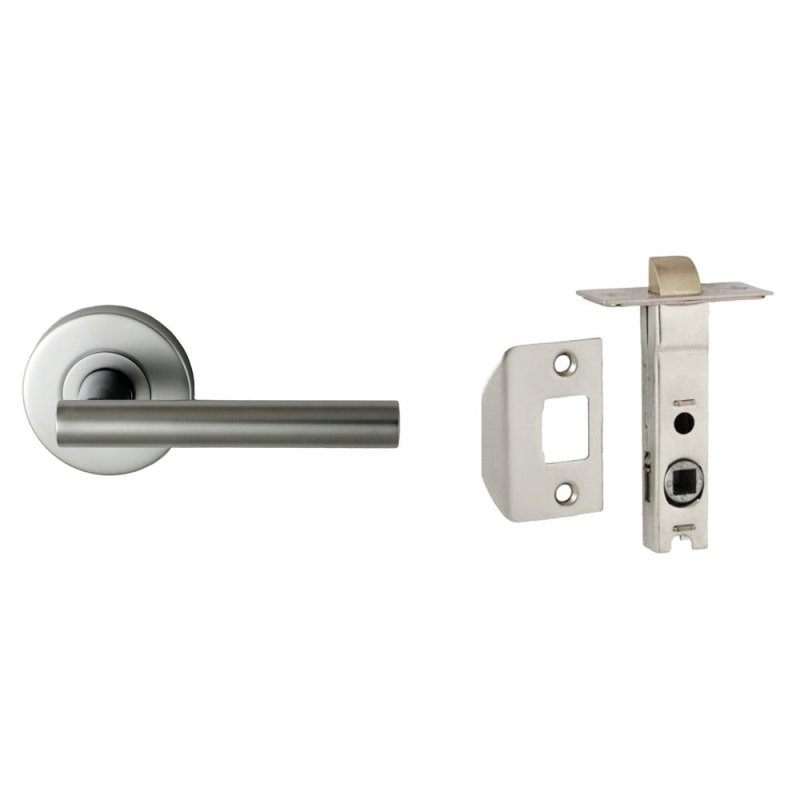 NIDUS DOMICI DOOR HANDLE LEVER ON ROSE PASSAGE SET SATIN CHROME MDOMPASSC