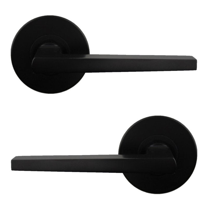 NIDUS DOOR HANDLE MEDITERRANEAN MARINO ROUND PASSAGE LEVER SET BLACK MMARPASBL - primehardware