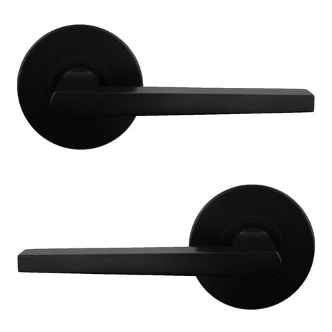 NIDUS DOOR HANDLE MEDITERRANEAN MARINO ROUND PASSAGE LEVER SET BLACK MMARPASBL - primehardware
