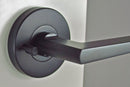 NIDUS DOOR HANDLE MEDITERRANEAN MARINO ROUND PRIVACY LEVER SET BLACK MMARPRIBL - primehardware