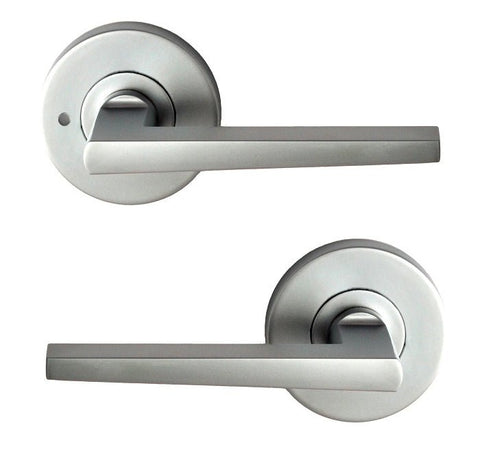 NIDUS DOOR HANDLE MEDITERRANEAN MARINO PRIVACY LEVER SET SATIN CHROME MMARPRISC - primehardware
