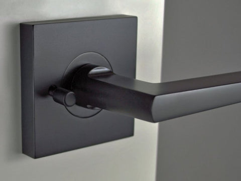 NIDUS DOOR HANDLE MEDITERRANEAN MARINO SQUARE PRIVACY LEVER SET BLACK - primehardware
