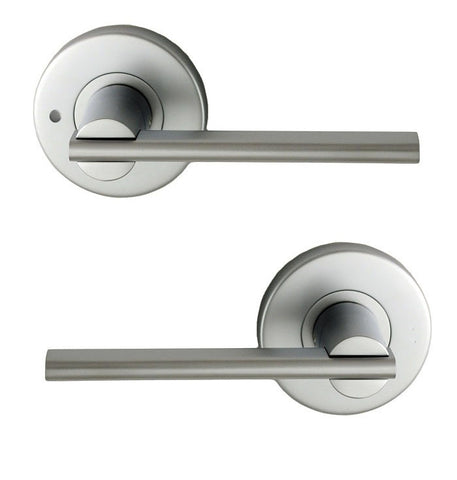 NIDUS DOOR HANDLE MEDITERRANEAN METRO PRIVACY LEVER SET SATIN CHROME - primehardware