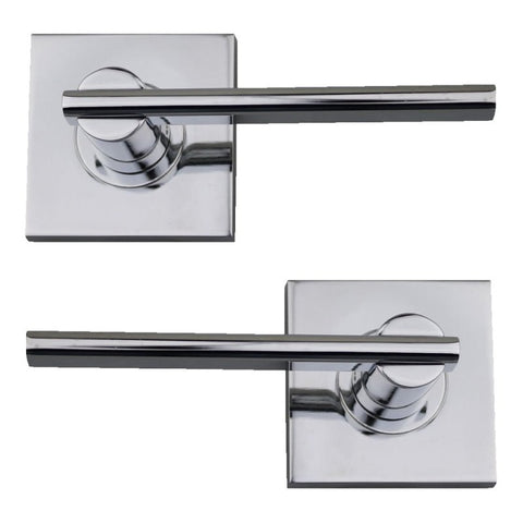 NIDUS DOOR HANDLE MEDITERRANEAN METRO SQUARE PASSAGE LEVER SET POLISHED CHROME - primehardware