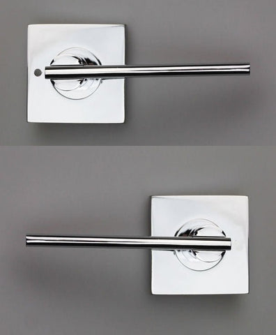 NIDUS DOOR HANDLE MEDITERRANEAN METRO SQUARE PRIVACY LEVER SET POLISHED CHROME - primehardware