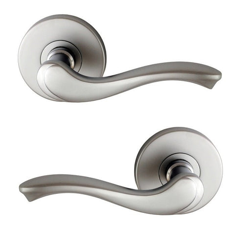 NIDUS DOOR HANDLE MEDITERRANEAN ROMA PASSAGE LEVER SET SATIN CHROME - primehardware