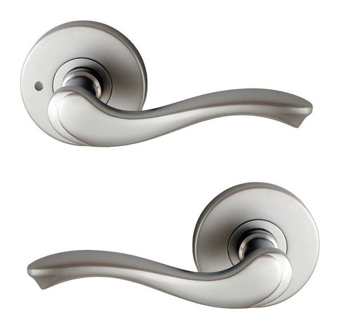 NIDUS DOOR HANDLE MEDITERRANEAN ROMA PRIVACY LEVER SET SATIN CHROME - primehardware
