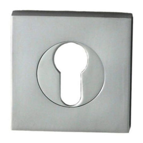 NIDUS Mediterranean Square Rose Door Euro Escutcheon | 2 Finishes - Satin Chrome