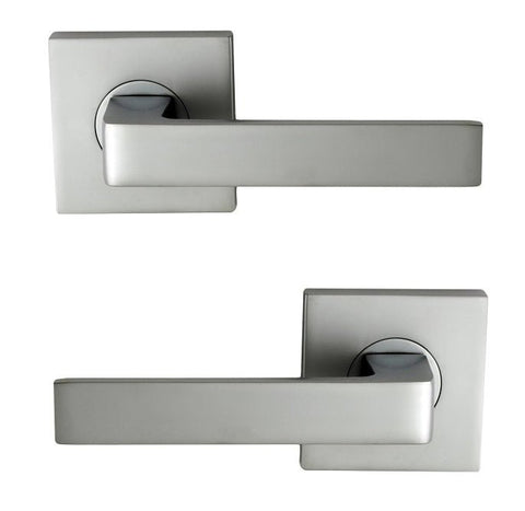NIDUS DOOR HANDLE MEDITERRANEAN TURIN SQUARE PASSAGE LEVER SET SATIN CHROME - primehardware