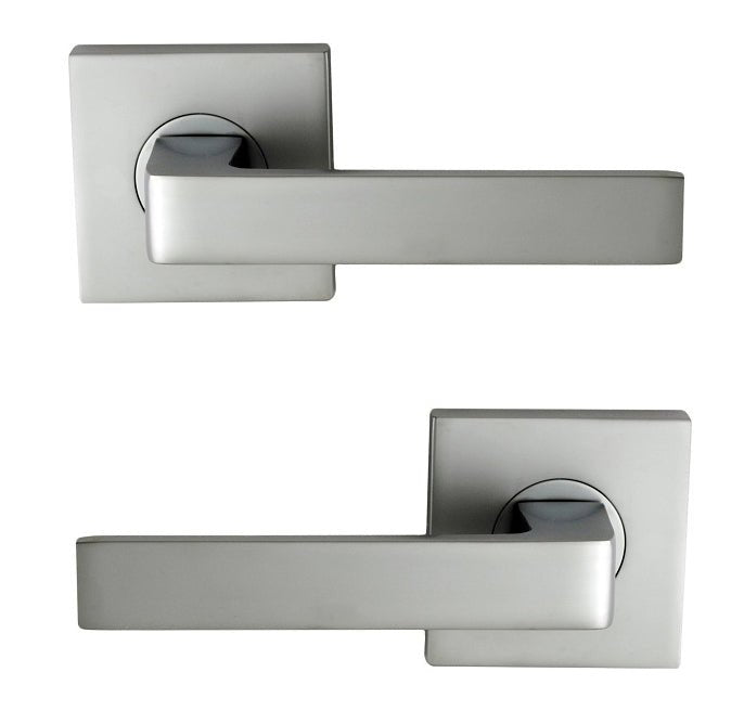 NIDUS DOOR HANDLE MEDITERRANEAN TURIN SQUARE PASSAGE LEVER SET SATIN CHROME - primehardware