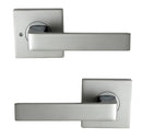 NIDUS DOOR HANDLE MEDITERRANEAN TURIN SQUARE PRIVACY LEVER SET SATIN CHROME - primehardware