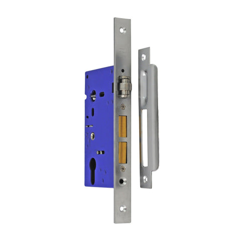 NIDUS OZI-3 Roller Mortice Door Lock 60mm Backset Striker - Satin Chrome / Left Hand