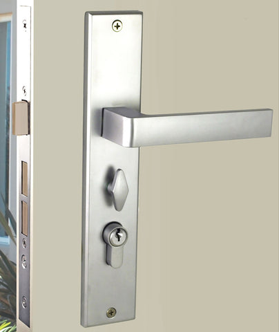NIDUS Turin OZI-1 Lock Combo Door Lever on Longplate Entrance Set | 4 Finishes - Chrome Plated / Left Hand