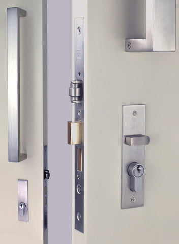 NIDUS Roller Mortice Door Lock Combo Square | 3 Finishes - Satin Stainless Steel / Left Hand