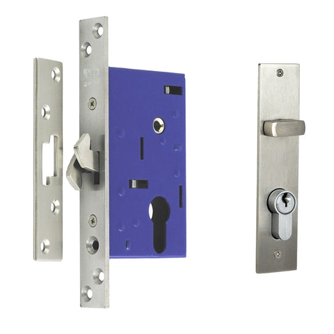 NIDUS OZI-2 Sliding Door Mortice Lock Combo | 3 Finishes - Polished Stainless Steel