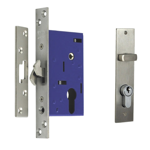 NIDUS OZI-2 Sliding Door Mortice Lock Combo | 3 Finishes - Satin Stainless Steel