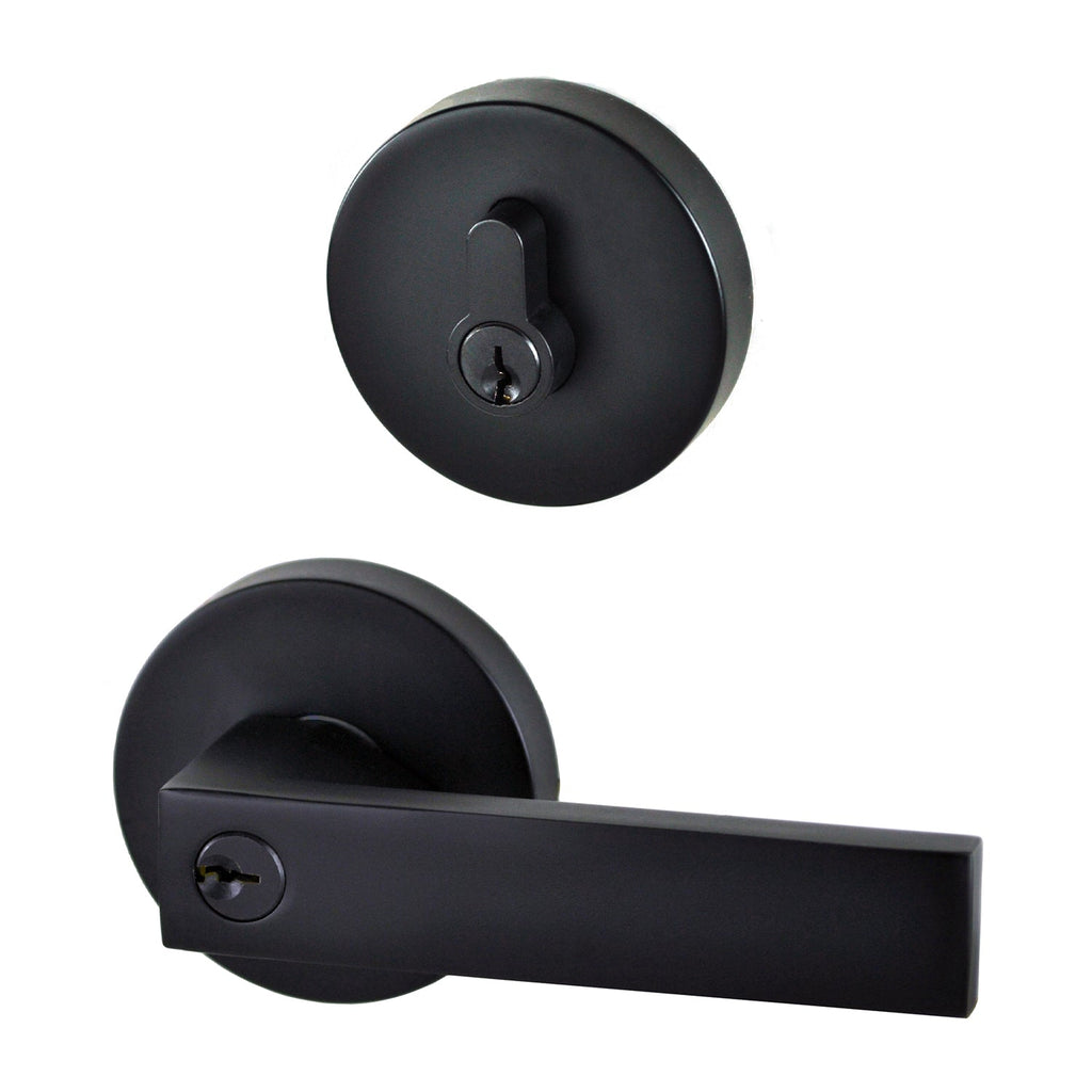 NIDUS Lonsdale Door Lever Round Entrance Set with Eurobolt | 2 Finishes - Matt Black