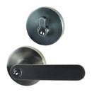 NIDUS Spring Round Rose Radius End Door Lever Keylock Deadbolt Set | 4 Finishes - Brushed Nickel