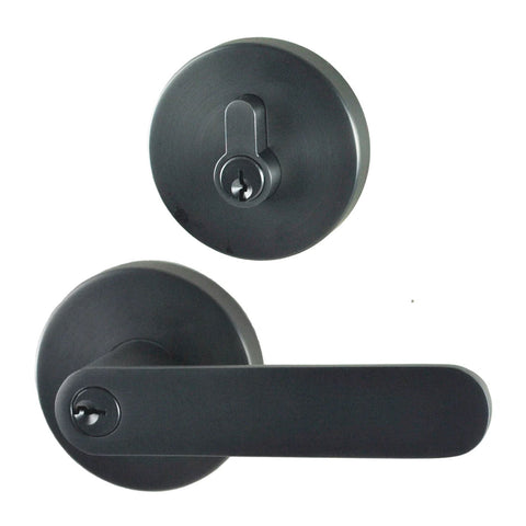 NIDUS Spring Round Rose Radius End Door Lever Keylock Deadbolt Set | 4 Finishes - Graphite Grey