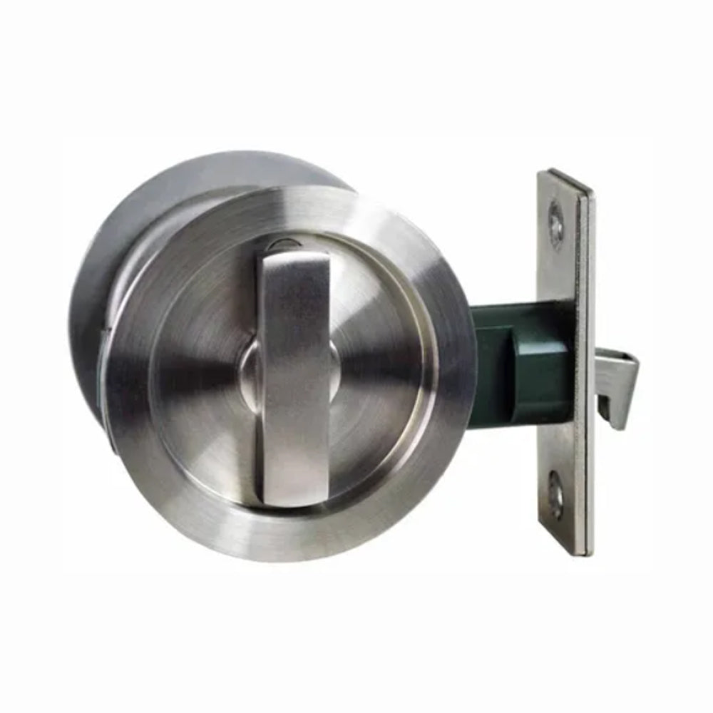 NIDUS Round Sliding Cavity Door Lock Snib on Both Sides with Edge Pull | Satin Stainless Steel