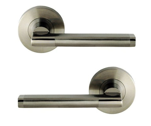 NIDUS Door Handle Venetian Soho Round Lever Set | Two Tone Satin & Polished Stainless