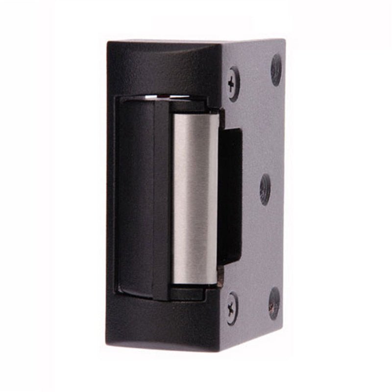 Black and silver door lock mechanism on a white background