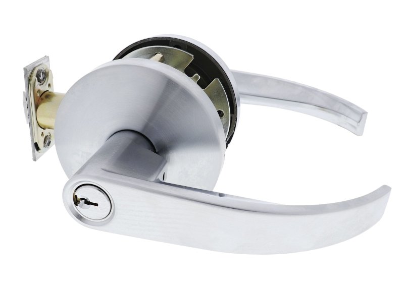 Carbine Doncaster 7000 Cylindrical Vestibule set, Disability Lever, 70mm backset, C4 Keyed to Differ, Boxed, Brushed Satin Chrome - primehardware