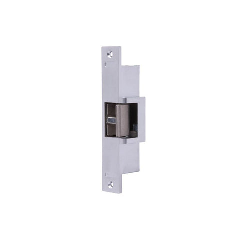 Metallic door lock mechanism on a white background