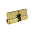 PROTECTOR Euro Double Cylinder with Fixed Cam LW4 Profile KD Polished Brass 70mm - PCD705P - KD - PB PRCYL5PB - primehardware