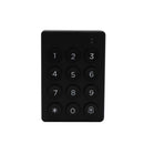 Black keypad with numbers and symbols on a white background
