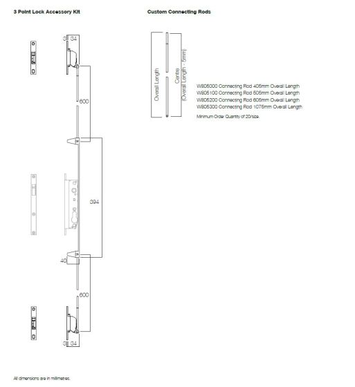 YALE QUATTRO HINGED 3PT LCK ACC KIT Black