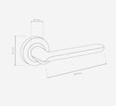 Measurement diagram of a door handle on a white background