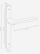 Door handle with dimensions labeled on a white background