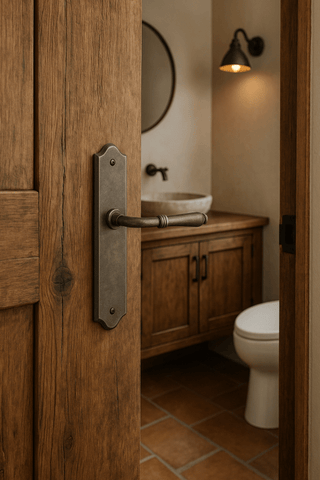 Zanda Balmain Lever on Long Plate Rustic Brass & Vintage Pewter - primehardware