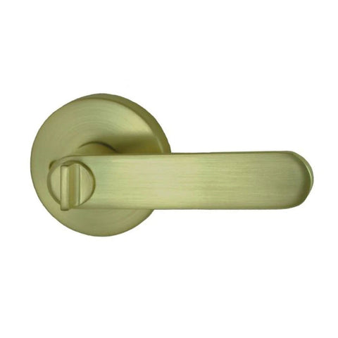 NIDUS Spring Round Rose Radius End Door Lever Privacy Set | 4 Finishes - Satin Brass