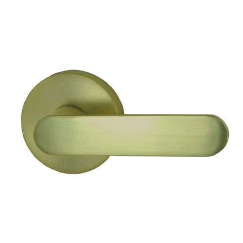 NIDUS Spring Round Rose Radius End Door Lever Passage Set | 3 Finishes - Satin Brass