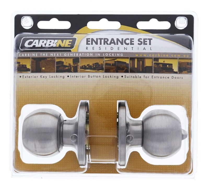 Carbine Aintree SS9000 Tiebolt Entrance set, , C4 Keyed Alike RANDOM, Display Pack, Satin Stainless Steel - primehardware