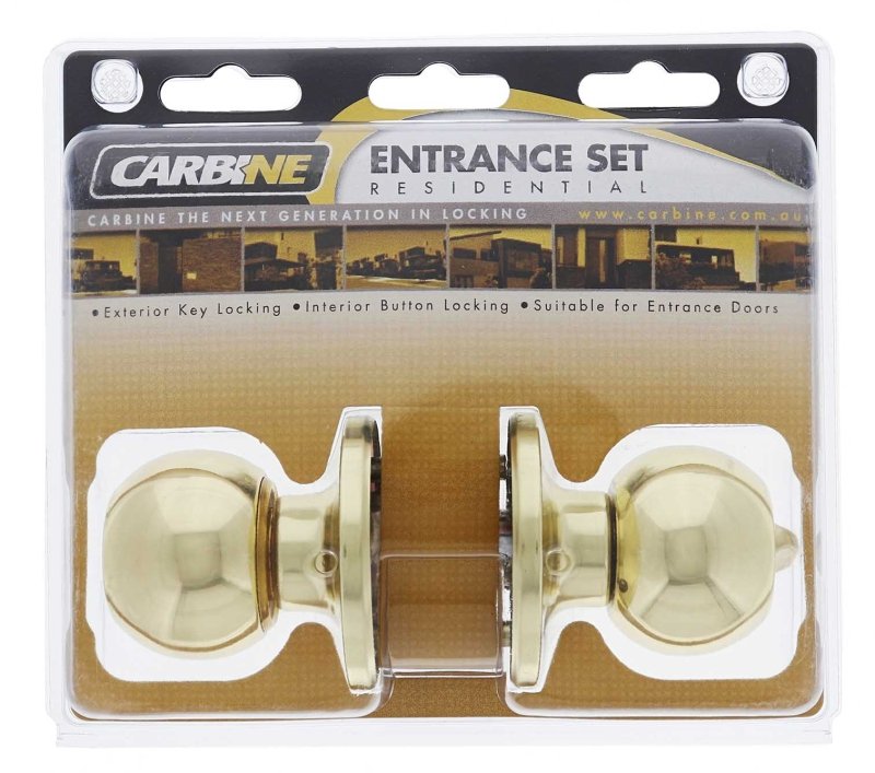 Carbine Aintree SS9000 Tiebolt Entrance set, , C4 Keyed Alike , Display Pack, Polished Brass - primehardware