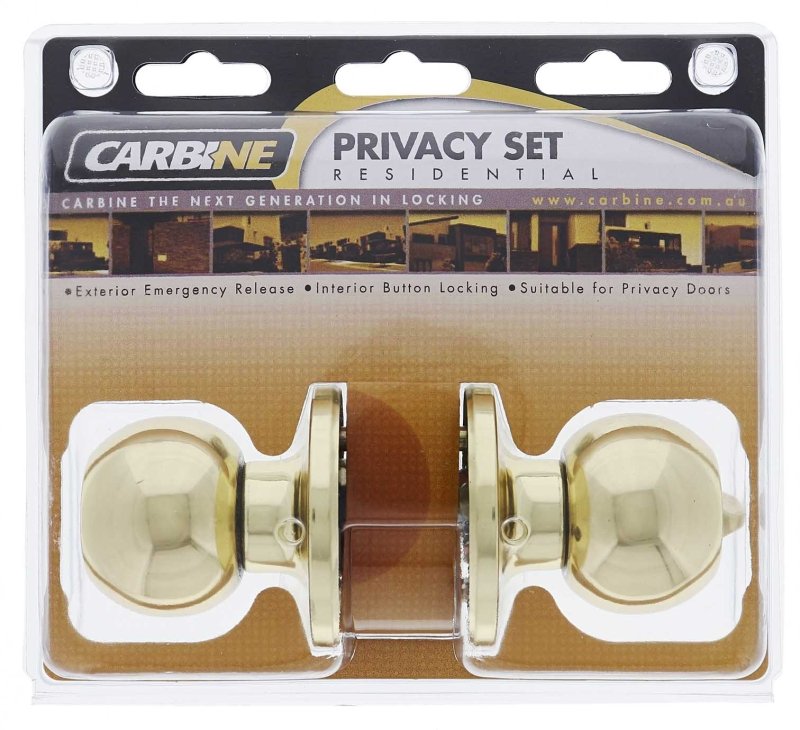 Carbine Aintree SS9000 Tiebolt Privacy set, , , Display Pack, Polished Brass - primehardware