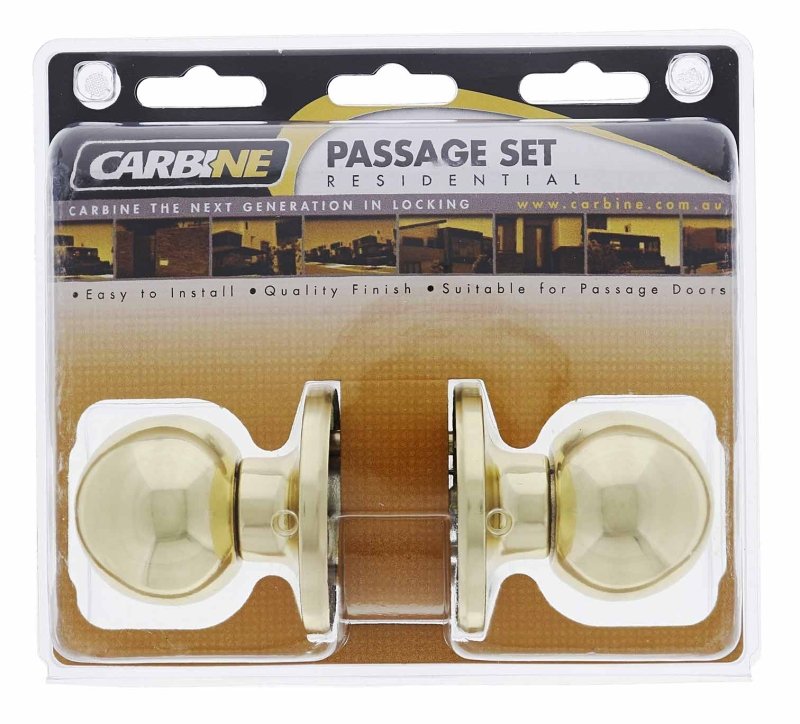 Carbine Aintree SS9000 Tiebolt Passage set, ,   , Display Pack, Polished Brass
