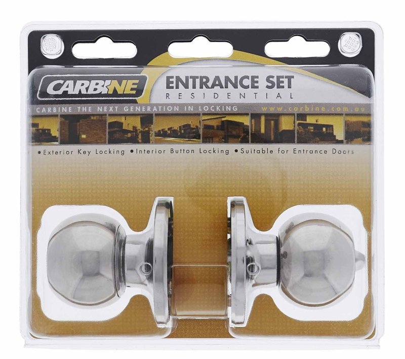 Carbine Aintree SS9000 Tiebolt Entrance set, , C4 Keyed Alike , Display Pack, Chrome Plate - primehardware