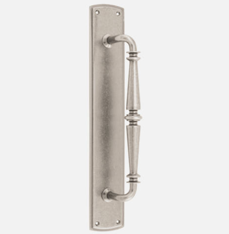 IVER Sarlat Door Pull Handle | 257mm [on Backplate] Pull Handle on Backplate - Distressed Nickel