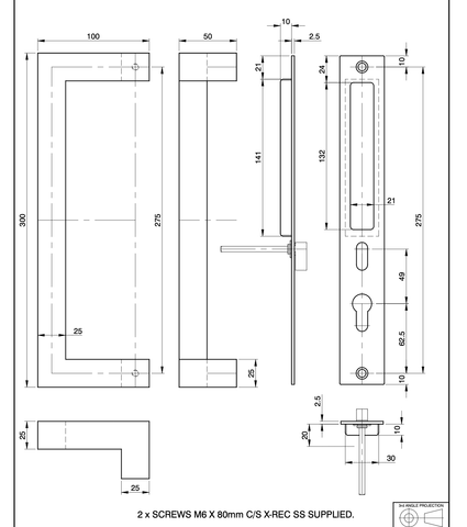 Austyle Integrated Flush Pull &amp; Offset Pull Handle — Back-to-Back | Satin Stainless 304SS - primehardware