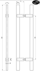 Austyle Entry Pull Handle — Linear Slim Back to Back Double | 316SS Satin Stainless Steel 600mm - primehardware