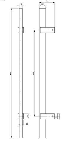 Austyle Entry Pull Handle — Linear Slim Back to Back Single | 316SS Satin Stainless Steel 600mm - primehardware