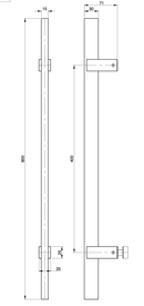 Austyle Entry Pull Handle — Linear Slim Back to Back Single | 316SS Satin Stainless Steel 600mm - primehardware
